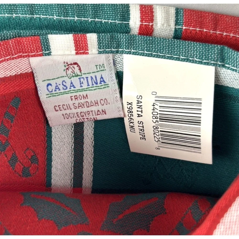 New Casa Fina Santa Claus Candy Canes Tea Dish Towel 20